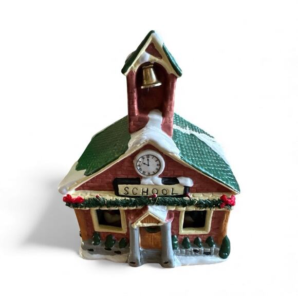 Hand Painted Christmas Musical School Ceramic Village Jingle Bells Music - Picture 6 of 6